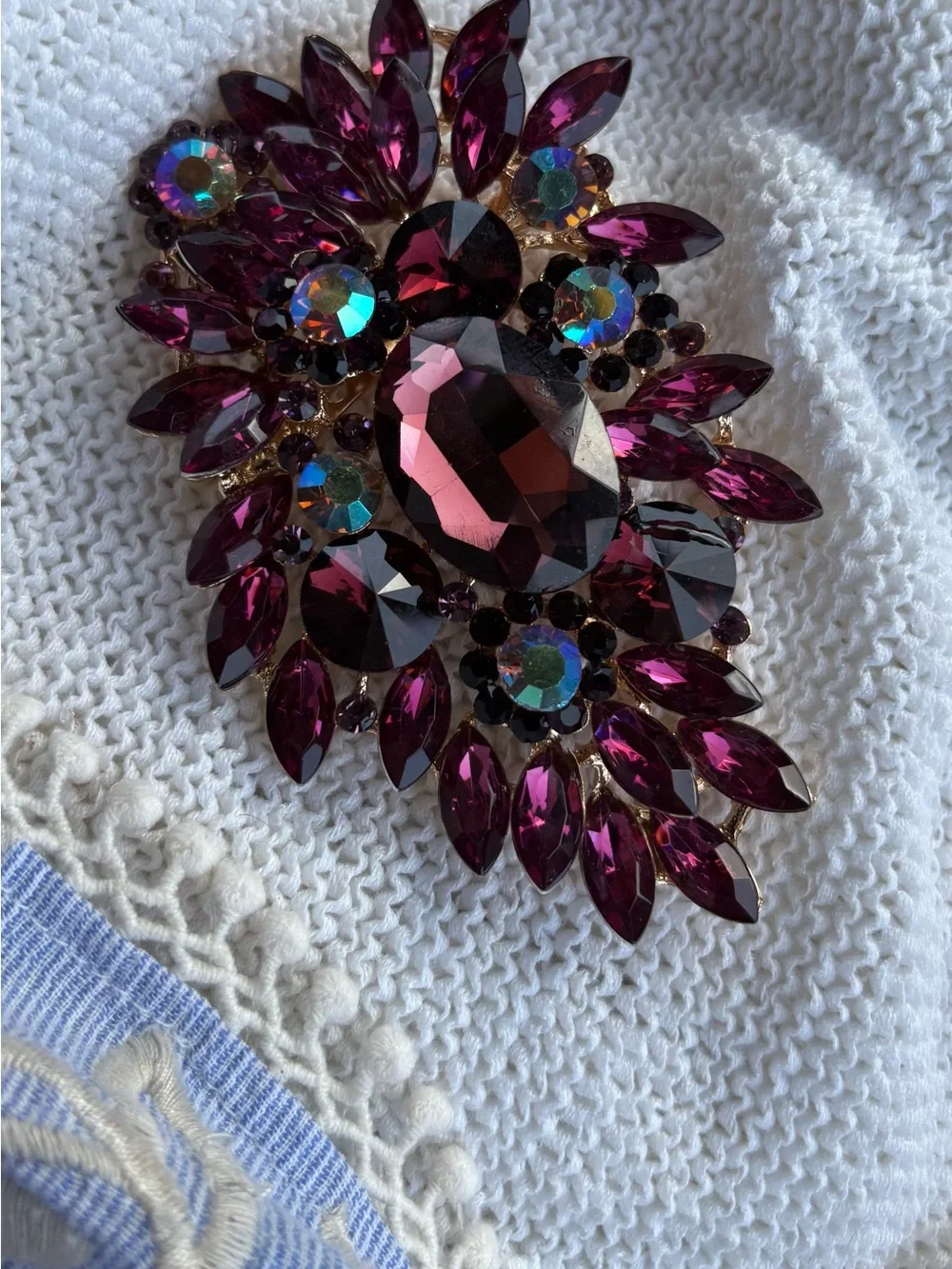 Purple Statement Crystal Brooch - Women Jewelry